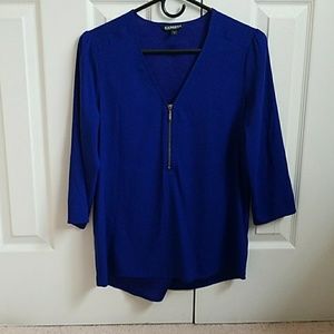Express blue blouse with zipper